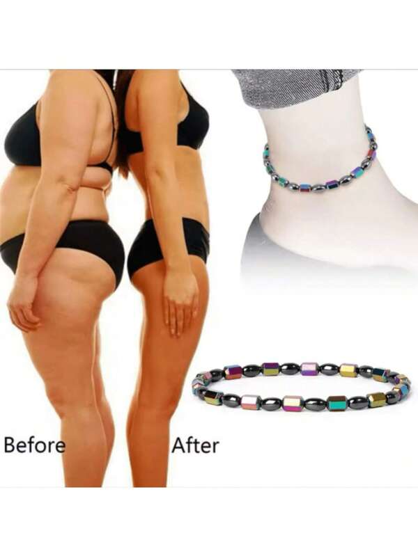 1pc Healthy Magnet Ankle Chain Relieves Fatigue Magnet Foot Chain, Black Magnet Bracelet, Gallstone Jewelry, Care, Fashionable Elasticity, Suitable For Boy And Girl, Yoga Assisted Best Holiday Gift
