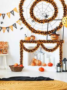 2pcs Halloween Holiday Metal Decorative Garland, Plastic Pumpkin Indoor Party Decoration, Wire Metal Garland Twisted Mixed Color Pumpkin Flashing Holiday Hanging Garland 78.74 Inches Long, Indoor Halloween Wire Metal Garland And Pumpkin Orange Decoration Hung On The Home Window Door Wall Party - Multicolor - View 7