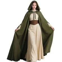 1 pezzo Mantello lungo con cappuccio in stile medievale e rinascimentale vintage, adatto per Ognissanti, carnevale, festival, spettacoli teatrali, cosplay