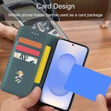 1pc Compatible With IPhone Flip Wallet Case, Faux Leather Minimalist Fashion Phone Protective Cover, Series