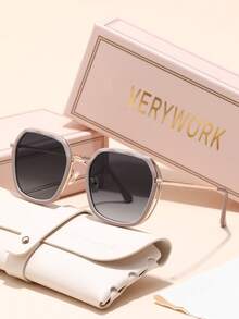 Verywork 1 件几何现代简约风格经典品牌设计女士时尚眼镜，适合街拍音乐节约会服装时尚配饰，适合夏季海滩度假、户外、旅行太阳镜，优雅风格超大方形镜框
