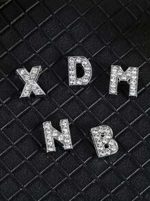 26Pcs 8Mm English Letter Rhinestone Alloy Nail Art Decorations, Diy Jewelry Accessories, Suitable For Perforated Shoes, Phone Cases, Bracelets, Phone Straps, License Plate Keychains, Jewelry Findings Nail Supplies Nails Nail Charms Nail Gems