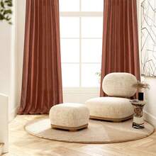 New  Linen Curtains 84 Inch Length For Living Room 2 Panels, Burnt Orange Rust Rod Pocket Back Tab Light Filtering Semi Sheer Soft Linen Window Fall Drap Farmhouse Curtains For Bedroom - 焦橙色 52 寬 x 84 長(2 包) - 查看 2
