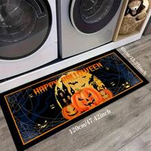 1pc Halloween Doormat, Non-Slip Rubber Backing, Halloween Entryway Decor, Indoor/Outdoor Use, Durable Polyester Floor Mat For Kitchen, Living Room, Patio, Coffee Shop, Bar, Holiday, Party, Bedroom, Bathroom