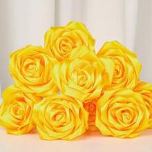 Nueva cinta de satén amarilla de 1-1/2 pulgadas de ancho, 50 yardas de cinta de tela de poliéster sólida para hacer rosas, envolver regalos, decoración, decoraciones de boda, manualidades, lazos - Amarillo - Ver 6