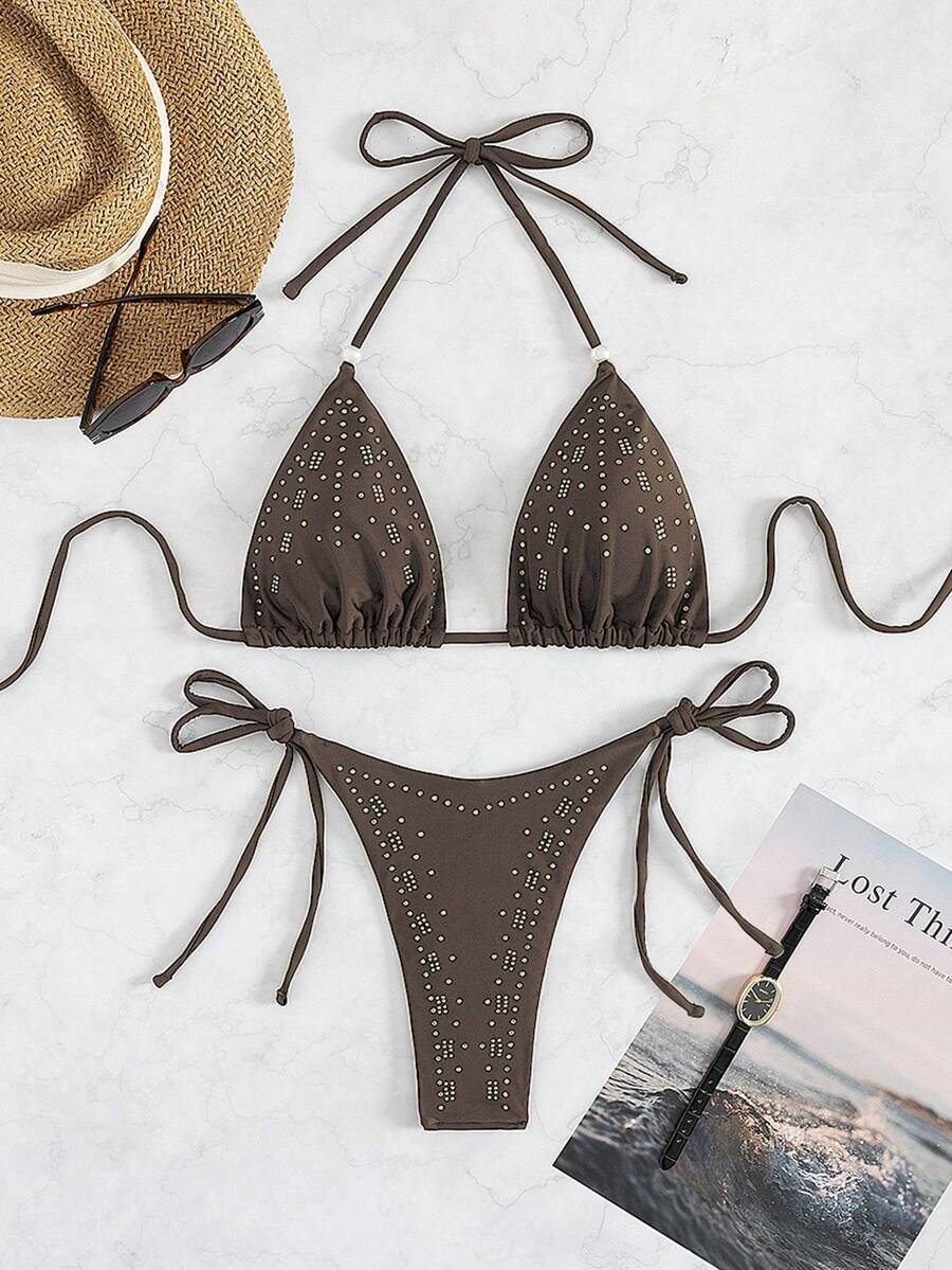 New European And American Style Women's Bikini Set - Brown - View 1