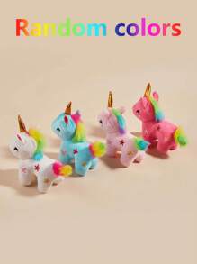 1 pièce Mignon Poupée en peluche de compagnon animal de dessin animé à motif licorne, douce et sûre, poupée non mâchable (couleur aléatoire)