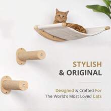 Wall-Mounted Solid Wood Cat Tree With Multi-Level Platforms & Sisal Scratching Posts