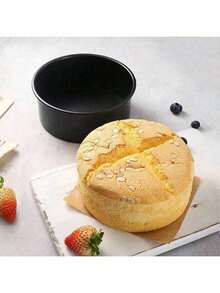 1/3pcs Carbon Steel Thickened Round Removable Bottom Birthday Cake Pan, Non-Stick Baking Tray With Clips, Multipurpose Baking Pan - Black - View 5