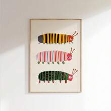 1 Stück/Set Insekten Wandkunst, Raupenposter-Drucke, moderne minimalistische bunte Insekten-Cartoon-Wandkunst für Schlafzimmerdekoration, ohne Rahmen