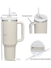 1pc, 40oz Tumbler With Lid, Straw And Handle, Stainless Steel Vacuum Insulated Water Bottle Travel Mug For Iced Coffee, Hot And Cold Tea | 0oz Large Capacity Ice Master Cup Stainless Steel Water Cup Car Cup Straw Mug - Shape - View 7