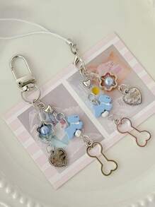 1pc Blue Heart Dog Phone Lanyard, Versatile Charm For Backpack, Camera, Earphones, Bag Accessories