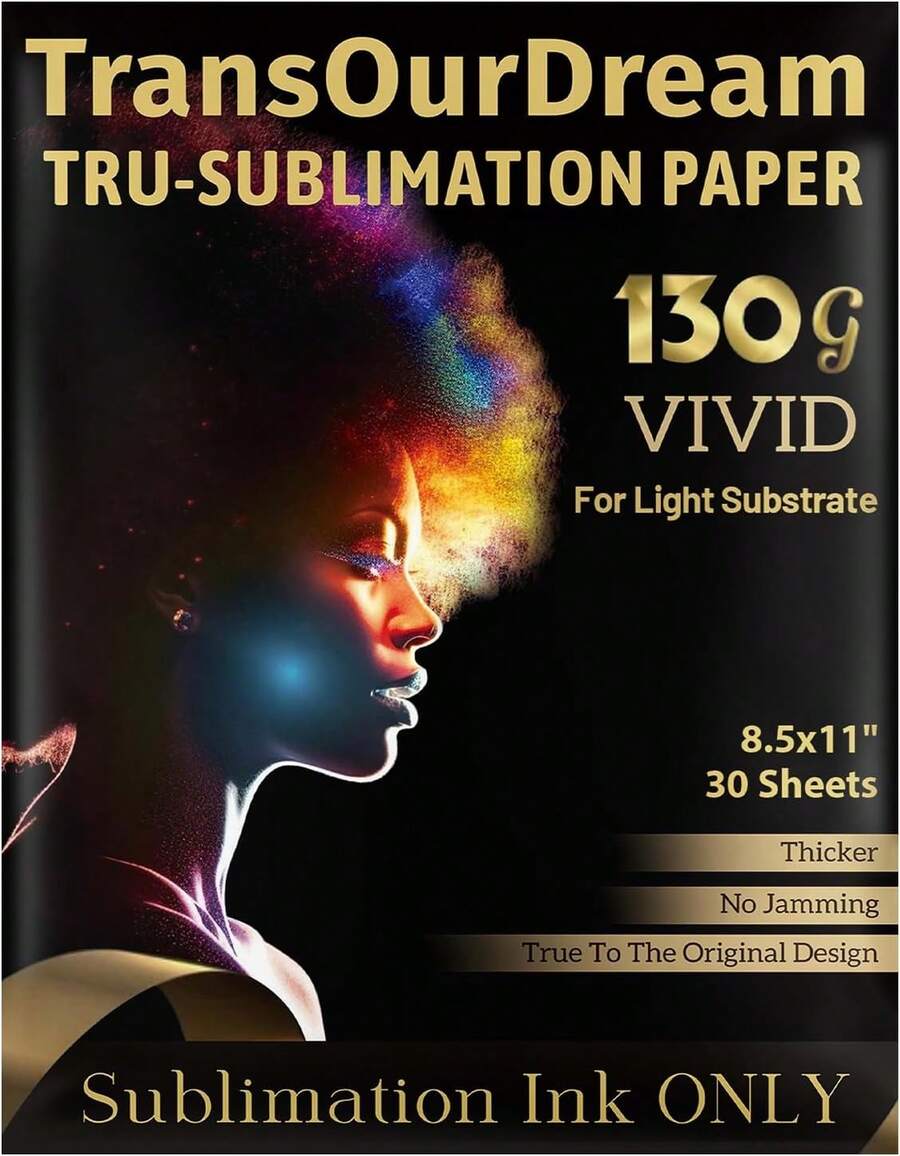 TransOurDream 130g Tru-Sublimation Paper 30 Sheets Inkjet Printers (Vivid, 8.5x11) Sublimation Heat Transfer Paper Sublimation Ink ONLY - 10 - View 1