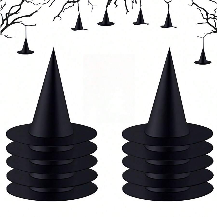 1PC Halloween Decoration Black Witch Hat, Loose Hanging Witch Hat, Suitable For Decorating Holiday Party Supplies In Front Porch Courtyard Indoor And Outdoor Witch Hats