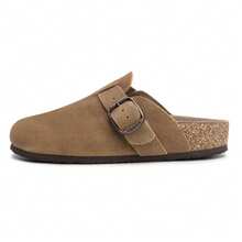 Clogs For Women Slip-On Shoes With Suede Cork Footbed Leather Mules  Size 4-9 - Brown - View 1