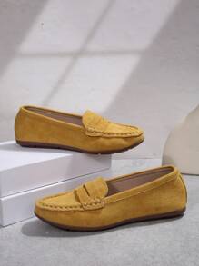 2025 Nouvelles Mocassins Femme Mode Plates à Bout Rond, Dessus en Laine de Mongol, Semelle Souple Légère et Antidérapante, Chaussures Plates Polyvalentes