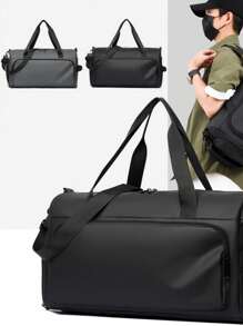 Fashionable High Capacity Lightweight Black Travel Bag - Waterproof Wet/Dry Separated Fitness Organizer With Independent Shoe Compartment, Suitable For School, Fitness, Yoga And Travel Overnight Bag, Gym Bag, Luggage, Weekend Bag, Tote, College Backpack, Luggage, Weekend Bag, Hospital Bag, Holiday Winter Bag For School School Accessories School Stuff