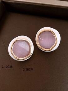 1 Paar süße rosa Katzenaugen-Stein-Hängeohrringe, Nischendesign Ohrringe für Frauen