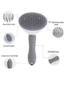 1pc Dog & Cat Brush, Flea Comb, Self-Cleaning Brush, Pet Deshedding Brush, Pet Grooming Brush, Pet Massage Brush, Deshedding Brush, Hair Removal Tool, Fur Remover Brush, Pet Cleaning Tool, Hair Collection Tool, Dog Brush, Cat Brush, Pet Deshedding Brush, Animal Accessory, Pet Supplies, Non-Slip Stainless Steel Dog Comb, Cat Accessory