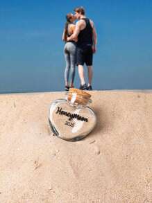 1 pièce de bocal de sable personnalisé en forme de cœur, cadeau de mariage souvenirs, cadeaux de lune de miel pour le couple, souvenir de vacances à la plage avec bouteille personnalisée avec un bouchon en liège, cadeau pour enterrement de vie de jeune fille, cadeau de mariage, cadeau de fiançailles, cadeau de lune de miel