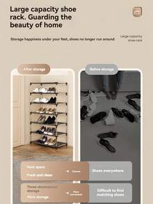 1pc Multi-Tier Shoe Rack, Easy To Install, Suitable For Dust-Proof Storage In Living Room And Entrance, Multi-Layer Reinforced Design, Holiday & Valentine's Day Gift - Multicolor - View 5