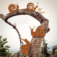 1pc Natural Rusted Countryside Metal Snail Garden Decor, Vintage Style, Outdoor Lawn Decoration, Sturdy Metal Structure, Perfect For Yard Decoration.