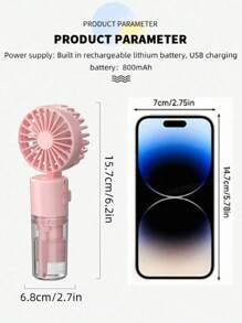 Portable Fan With Mist Humidifier, Mini USB Rechargeable Handheld Fan With Water Spray, 800mAh Battery Desk Fan, Lightweight Portable Fan - Suitable For Office, Outdoor, Travel And Camping - Stay Cool Anytime! Refreshing Comfort For Indoor And Outdoor Travel, Essential For Summer, Beach Vacation, Back To School, Gifts, Holiday Essentials