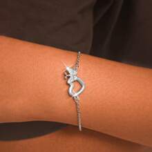 1 Stück elegantes Schmetterling-Herz 925 Silber Damen Armband mit Zirkonia Steinen, geeignet für Hochzeit, Feiertage, täglichen Gebrauch, Geschenke