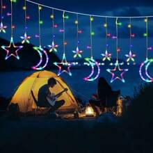 LED, Romantic, Warm White, Colorful, Stars, Moon, Home Furnishings, Festivals, Atmosphere, Decoration, String Lights, Curtain Lights