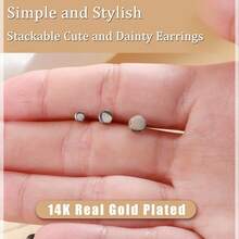 1-3 Paar Ohrstecker für Frauen und Mädchen, Punkt Knorpel Ohrstecker Set, Nickel-freie Ohrringe aus Edelstahl und 14 Karat Gold, Geschenk für Frauen - Gold - Übersicht 3
