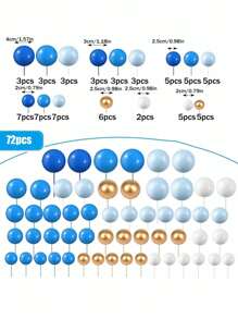 72 Stücke mehrfarbige Schaumstoff Kugeln als Kuchentoppers, Schaumstoff Kugel Kuchendekorationen, Mini Kugel Kucheneinlagen, gemischte Packung in verschiedenen Größen und Farben, geeignet für Geburtstagskuchendekorationen, Taufkuchendekorationen, Hochzeitstortendekorationen, geeignet für DIY (blau, gold, schwarz, rot, lila, rosa, etc.)