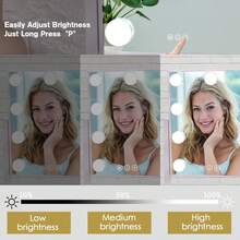 Lighted Makeup Mirror| Vanity Mirror With Lights, Touch Control Design 3 Colors 9 Dimable LED Bulbs, Detachable 5X Magnification, 360°Rotation& Smart Touch Control For Home,Room,Bedroom Decor, (White) 12" L X 14" W