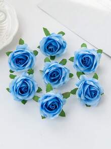 10/30个仿真玫瑰花头，适用于情人节、新年装饰、DIY糖果盒、新娘捧花、母亲节丝绸花瓶装饰、家居装饰、户外花园、婚礼捧花、客厅DIY糖果盒、花环、仿真植物、家居用品 - 藍色 - 查看 4
