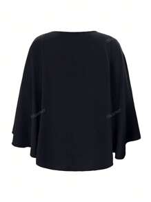Tricou de culoare solidă, mărime plus, cu decolteu rotund scurt și mâneci de liliac, pentru femei casual, modele de primăvară și vară.