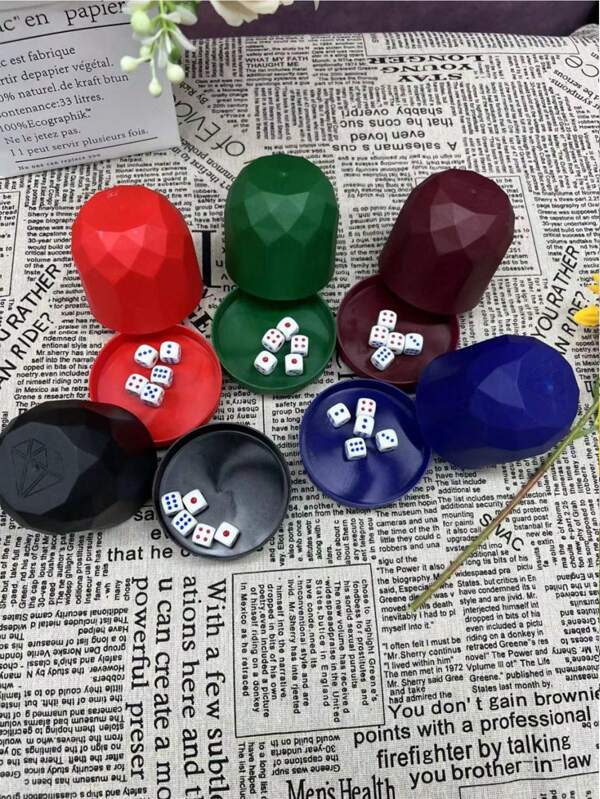 1 Set de Dados en forma de diamante y set de vaso, coctelera de bar, vaso para dados de KTV con base, mezclador de dados de cóctel