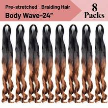 8 Packs French Curly Braiding Hair For Box Braids 24Inch Pre Stretched Loose Wavy  Bouncy Braiding Hair Extensions 75g/Pack Synthetic French Curl Crochet Hair Braids Extensions For Women Daily Holidays Party And Cosplay Braided Hair - B29 - 查看 4
