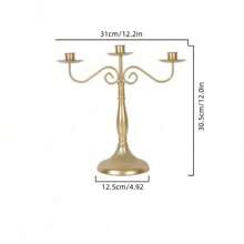 1pc Vintage Gold Candle Holder - Metal Candelabra With 3 Or 5 Arms, For Formal Events, Weddings, Churches, Holiday Decorations, Christmas - Cone Shaped Candle Stand - Decor Accessory