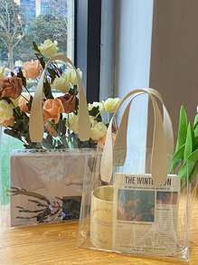 Transparent Print Gift Bag Shopping Storage Bag, Gift Packaging Bag, Party Holiday Decoration, Daily Storage Packaging Bag,Wedding Decoration Bridesmaid Gifts, Mother's Day Gift Packaging