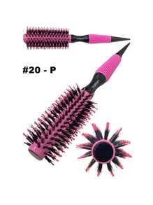 Escova De Cabelo Térmica Rosa Cerdas De Javali Mista Madeira