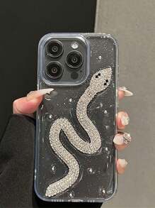 Funda de teléfono de lujo con diseño de serpiente de diamante blanco para 13 Pro Max/14 Pro Max/15 Pro Max/16 Pro Max/15 Pro/14 Pro/13 Pro/12 Pro/11/12/13/14/15/16