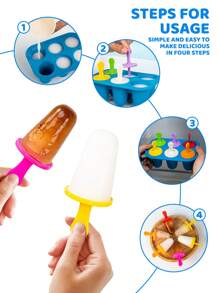 Molde de silicona para paletas heladas de 6 cavidades con tapa, fácil de limpiar y desmoldar, con opciones de colores múltiples, ideal para hacer helados caseros para niños y familias en verano