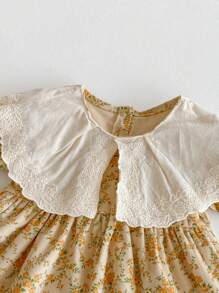 Robe à col claudine à fleurs lune et dentelle style coréen pour bébé fille, automne