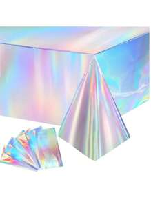 1pc/3 Pcs Rainbow Party Tablecloth Mermaid/Birthday Party Tablecloth 54'' X 108'' Rainbow Holographic Rectangle Tablecloth For Wedding Christmas Party Decoration, Party Party Decoration Supplies Birthday Tablecloth Laser Photo Prop Disposable Dazzling Tablecloths