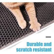 1 PC Tapete para areia de gato de estimação, à prova d'água, dupla camada, armadilha para areia de gato, tapete para caixa de areia de animal de estimação, almofada de limpeza, tapete para coleta de areia de gato (à prova d'água para areia de gato/cachorro), também pode ser usado como base para tigela de cachorro, suprimentos e acessórios para gatos