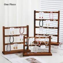 Organizador de Aretes, Soporte de Exhibición de Aretes de 2/3/4 Niveles, Organizador de Joyería Rústico Vintage de Madera para Exhibir Aretes, Pulseras, Collares, Anillos, con 12/18/24 Ganchos para Bolsas de Joyería para Collares, Pulseras, Llaveros