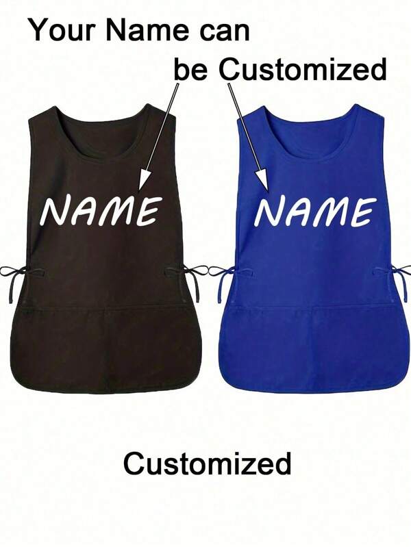 1PC Personalized Custom Hair Stylist Apron, Customized Kitchen Cooking Apron,2-Pocket Quick-Dry Apron For Home For Men And Women, Modern Polyester Oil-Proof Apron,Quick-Dry, Solid Color, Kitchen And Home Use