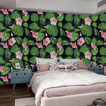 1 Roll Of Tropical Jungle Palm Leaf Floral Wallpaper, Peel And Stick Contact Paper, Jungle Plant Wallpaper, Detachable Wallpaper Suitable For Bathroom, Bedroom, Living Room, Cabinet, Furniture Renovation