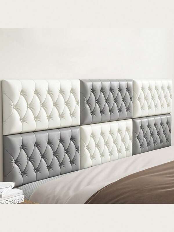 6 Pcs 35cm*70cm 3D Embossed Foam Wallpaper With Imitation Leather Grain, Soft And Textured(Thickness 0.4cm/0.16in), Self-Adhesive Foam Wall Sticker, Reusable And Cuttable, Bedroom Decorative Background, Soundproof And Thickened Wall Covering, Bedside Soft Package, Waterproof, Moisture-Proof, Dust-Proof And Collision-Proof Sticker Home Decor Wall Decor Wall Stickers Stickers