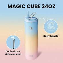 New-88  Insulated Water Bottle 24oz  Straw Lid And Handle For Sports Travel Gym Stainls Steel Water Bottl Double-Wall Vacuum Metal Le Proof - - 藍色黃色粉紅色 - 查看 3
