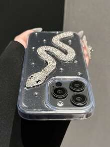 Funda de teléfono de lujo con diseño de serpiente de diamante blanco para 13 Pro Max/14 Pro Max/15 Pro Max/16 Pro Max/15 Pro/14 Pro/13 Pro/12 Pro/11/12/13/14/15/16